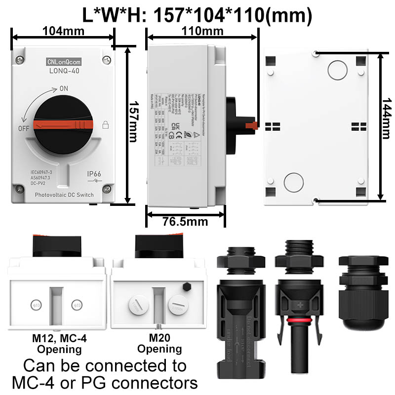 PV DC Solar Isolator Disconnect Switch DC1200V 32A
