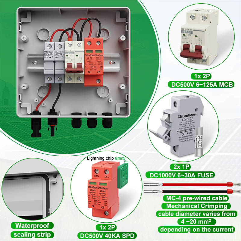 PV Combiner Box 1 in 1 out DC500V