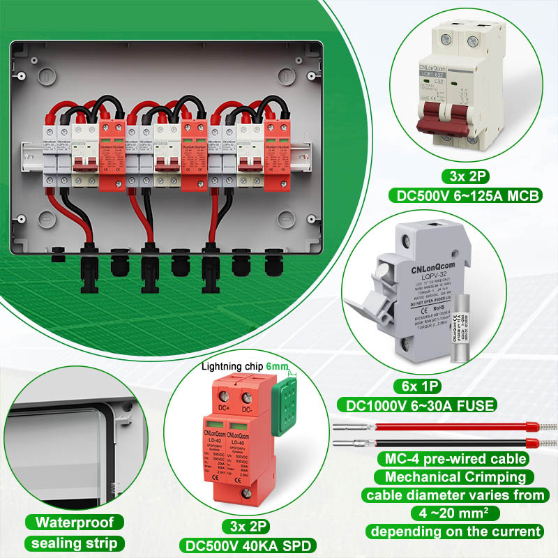 PV Combiner Box 3 in 3 out DC500V