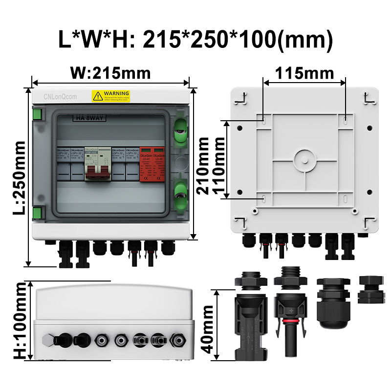 PV Combiner Box 2 in 1 out DC500V