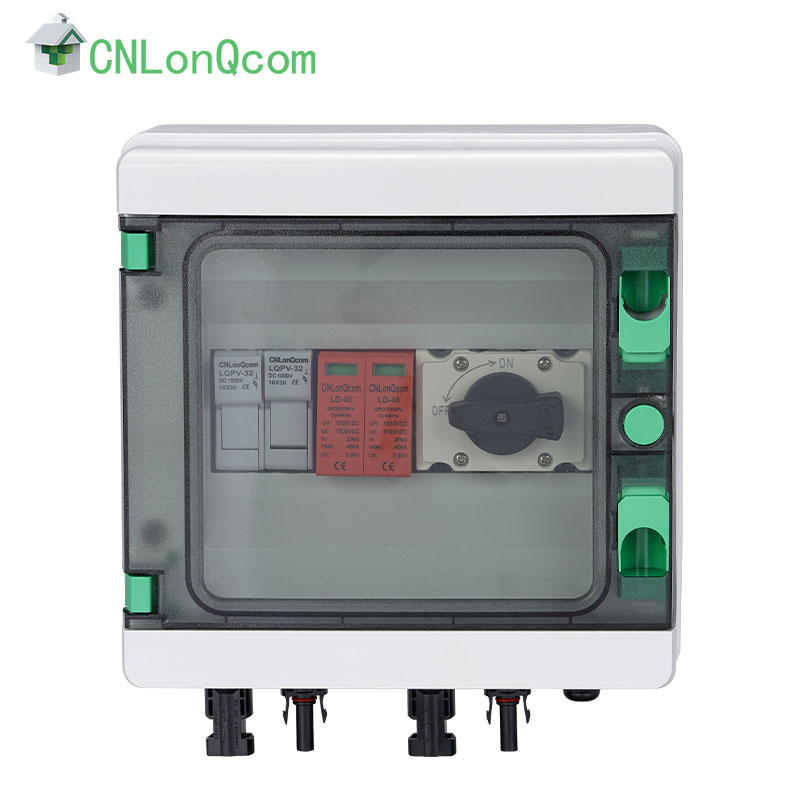Plastic DC1000V combiner box 1 in and 1 out