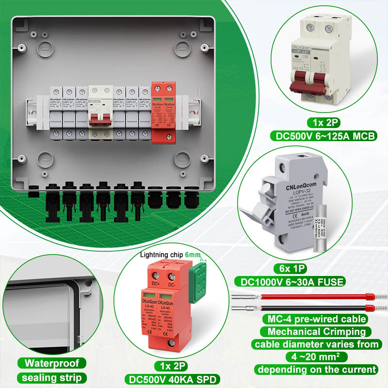 PV Combiner Box 3 in 1 out DC500V