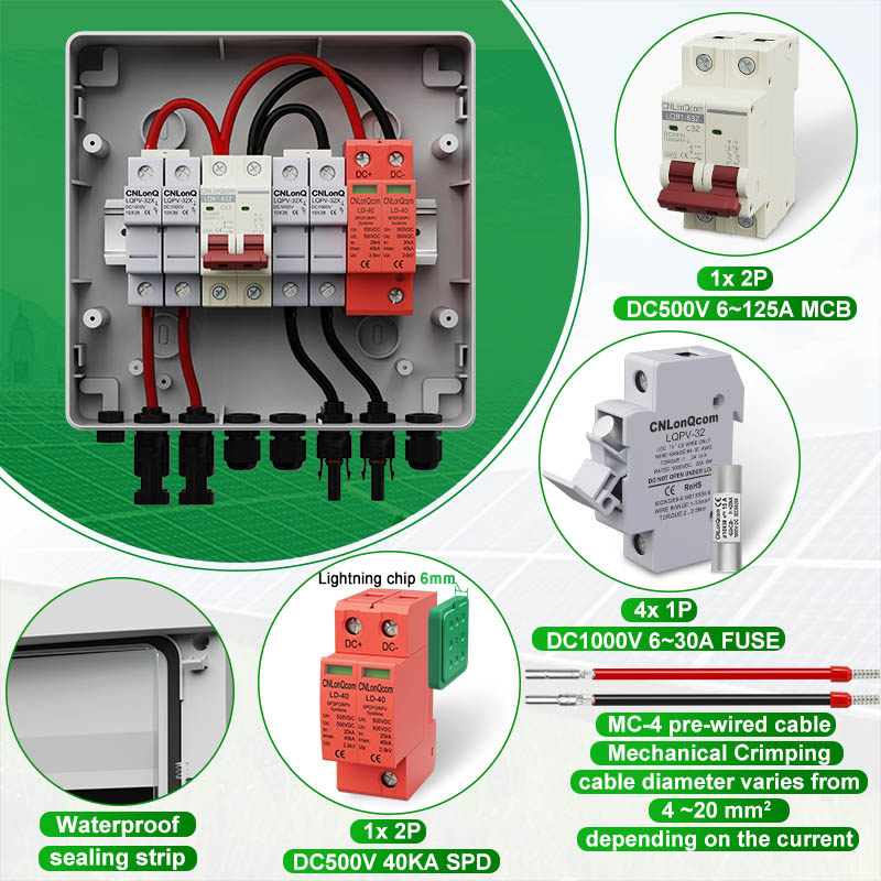 PV Combiner Box 2 in 1 out DC500V