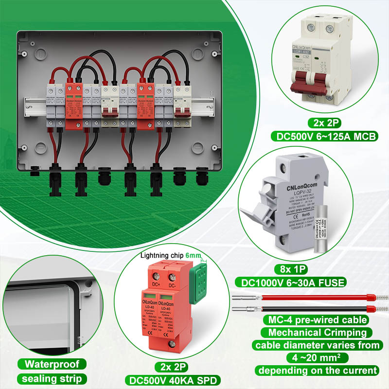 PV Combiner Box 4 in 2 out DC500V
