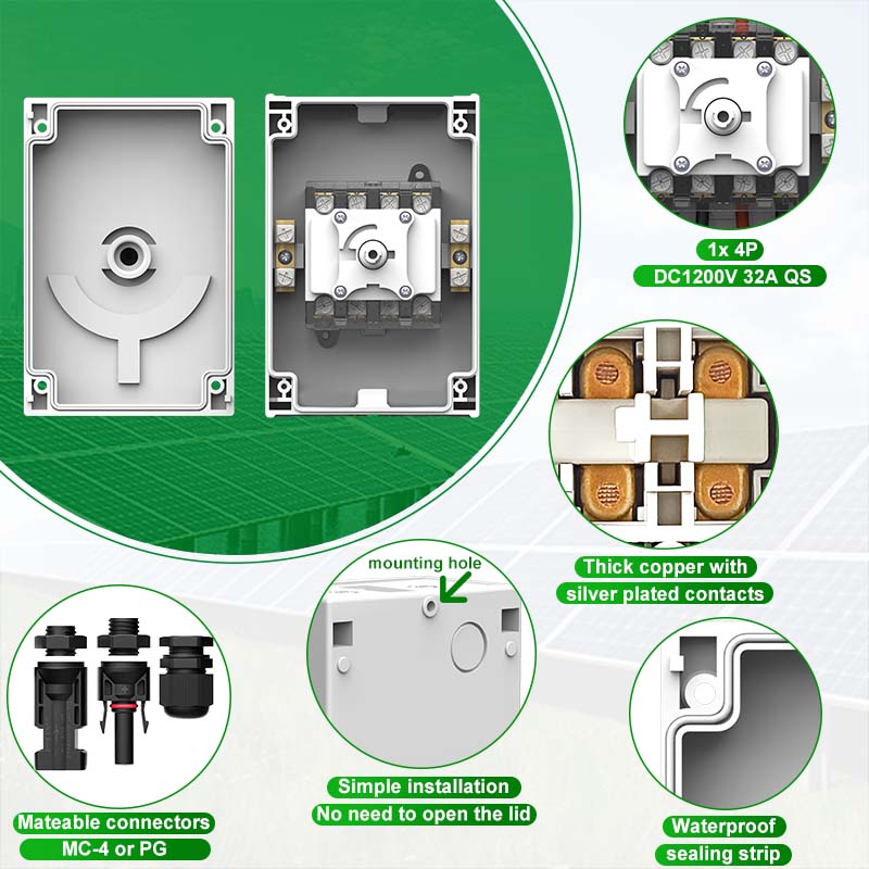 PV DC Solar Isolator Disconnect Switch DC1200V 32A