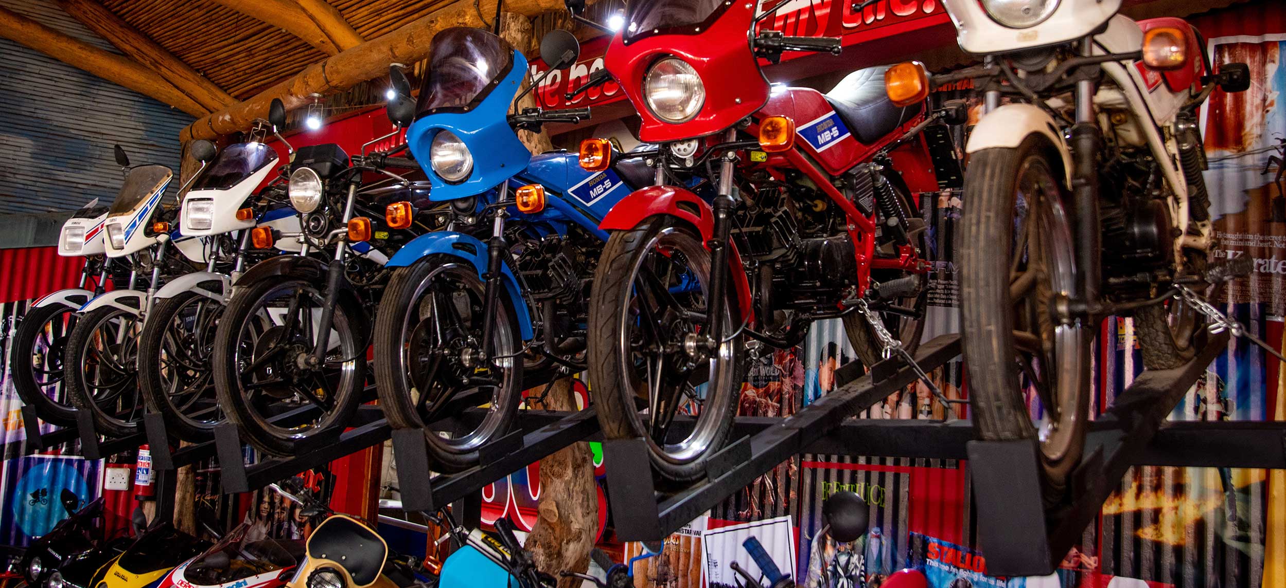 motorcycles stored in store