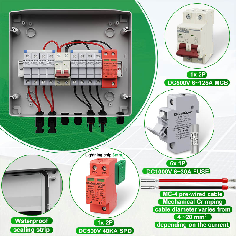 PV Combiner Box 4 in 1 out DC500V