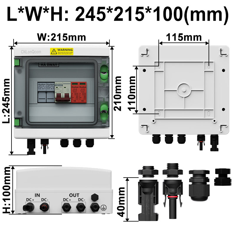 PV Combiner Box 1 in 1 out DC500V
